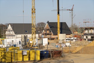 New development area, Am Schwan, in Wesel, where 70 detached and semi-detached houses are being