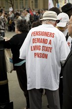 May Day march and rally at Trafalgar Square, London, England, UK May 1st, 2010 Pensioner protest