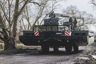 Amphibious vehicles of the type Amphibie M3 of the Bundeswehr taken during the military exercise