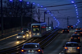 The Blue Ribbon, a light installation along Kurt-Schumacher-Straße, in Gelsenkirchen Schalke, 2.7