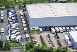 Truck, lorry, logistics company, logistics centre on the former Ewald colliery site in Herne, North