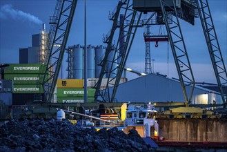 Port of Duisburg, outer harbour, container handling at the Parllelnhafen, Duisburg, North