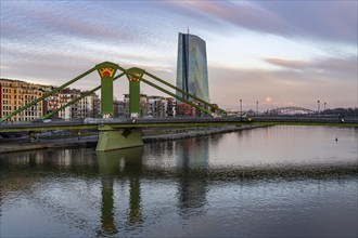 The building of the European Central Bank, ECB, on the Main, Flößerbrücke, in Frankfurt, Hesse,