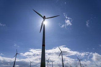 Wind farm near Radlinghausen, part of the town of Brilon, North Rhine-Westphalia, Germany, Europe