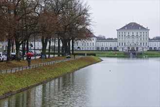 Europe, Germany, Bavaria, Munich, Nymphenburg Palace, Palace Canal and Palace in Autumn, Europe