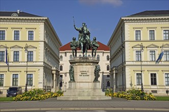 Europe, Germany, Bavaria, Munich, Ludwigstrasse, equestrian statue of Ludwig I, King of Bavaria,