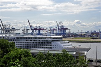 Europe, Germany, Hanseatic City of Hamburg, Elbe, harbour, passenger ship Europa 2 at the jetty,