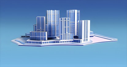 Three dimensional render of a model of a city, AI generated