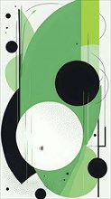 Minimalist illustration featuring abstract shapes to convey fun and ease, wallpaper with green