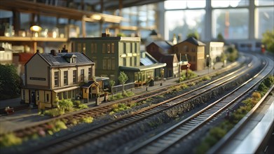 Scale model of a railway station, AI generated