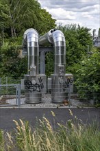 New STEAG district heating pipeline in Essen, over the railway tracks of the S6 line in Essen-Süd,