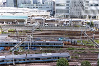 Shinkansen trains and regional trains at Tokyo Station in Tokyo, Japan, Asia