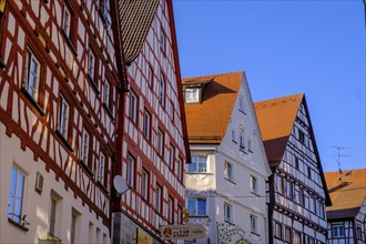 Half-timbered houses in the old town centre, Pfullendorf, Linzgau, Baden-Württemberg, Germany,