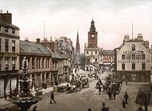 High Street, Dumfries, Scotland, Historic, digitally restored reproduction from a 19th century