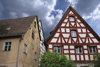 Historic house gables in the old town centre of Lauf an der Pegnitz, Middle Franconia, Bavaria,