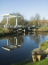 Großefehn Canal, bascule bridge, Eiland, Westgroßefehn, East Frisia, Germany, Europe