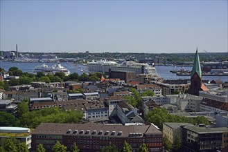 Europe, Germany, Schleswig Holstein, Kiel, Baltic Sea, City, View from the town hall tower, View of