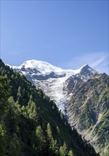 Mountain landscape, view of glacier Glacier de Taconnaz, hike La Jonction, Chamonix, Haute-Savoie,