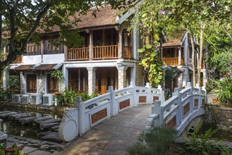 Tropical hotel with small bridge in Vietnam