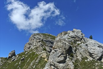 The rocky ascent to the summit of Pierre Avoi, Valais Alps, Verbier, Valais, Switzerland, Europe