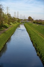 The River Emscher, former sewage river, after the Emscher conversion, in Oberhausen, North