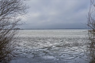 Ice floes, ice, frozen, ice surface, floes, winter, season, nature, water, Lake Dümmer, northern