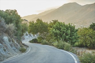 Landscape of a road on Crete, Greece, Europe