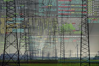 Symbolic image Critical infrastructure, blackout risk, cyberterrorism, extra-high voltage lines,