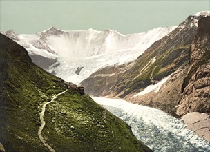 Grindelwald, Baregggletscher, Bernese Oberland, Switzerland, Historic, digitally restored