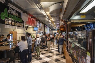 International, culinary specialities in the Freiburg market hall in the historic old town of