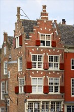 Historic gabled houses in the historic centre of Delft, Delft, Zuid-Holland, South Holland,