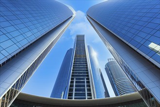 UAE, United Arab Emirates, Abu Dhabi downtown panorama and financial center skyline, Asia