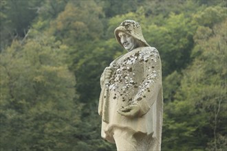 Sculpture Ferryman as a memorial to the last ferry across the Lahn in 1953, Lahn Bridge,