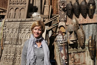 African carvings in the souk of Marrakech, Morocco, Africa