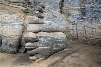 Feet of reclining Buddha, Gal Viharaya, UNESCO World Heritage Site, the ancient city of