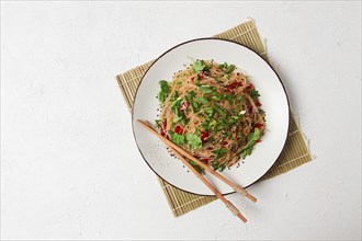 Funchosa, Korean salad, with vegetables, homemade, no people