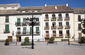 Historic whitewashed buildings Plaza de la Constitucion, Alhama de Granada, Spain, Europe