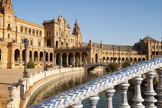 The Plaza de España, Seville, Spain built in 1928 for the Ibero-American Exposition of 1929. It is