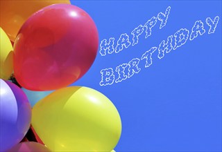 Greeting card for birthday with balloons