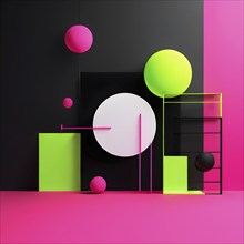 Abstract minimalist illustration theme in vibrant neon color accents symbolizing fun and ease, AI