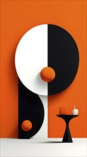 Abstract minimalist illustration wallpaper design accentuated with vibrant orange color, AI