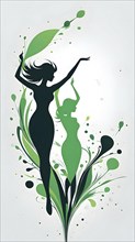 Minimalist illustration featuring abstract shapes to convey fun and ease, wallpaper with green