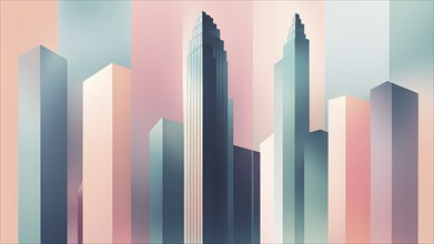 Abstract wallpaper illustration representing luxury real estate lifestyle with geometric shapes, AI