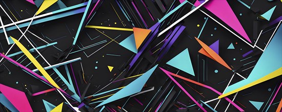 Minimalist illustration featuring abstract shapes in neon colors to convey fun and ease, AI