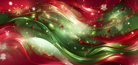 Abstract wallpaper illustration of Christmas symbols for gift cards, swirling shapes and lines, in