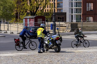 Traffic control, police officers of the motorised traffic squadron, Berlin, Germany, Europe