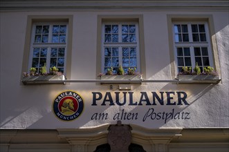 Restaurant Paulaner am alten Postplatz, lettering, logo, Stuttgart, Baden-Württemberg, Germany,