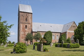 St. Johannis Church at the cemetery, Friesendom, Nieblum, Föhr, North Sea island, North Frisia,