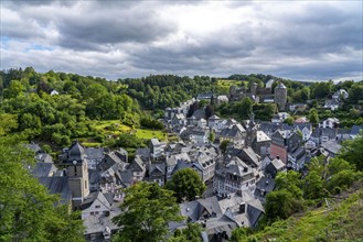 The town of Monschau, in the Eifel, on the river Rur, North Rhine-Westphalia, Germany, Europe