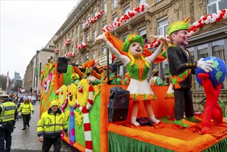 Rose Monday parade in Düsseldorf, street carnival, carnival floats